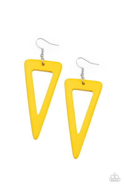 Bermuda Backpacker - Yellow Paparazzi Wood Earrings - sofancyjewels