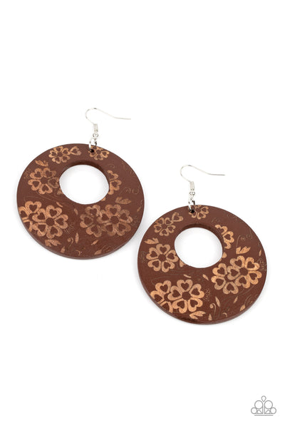 Galapagos Garden Party - Brown Paparazzi Earrings