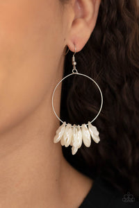 Sailboats and Seashells - White Paparazzi Earrings