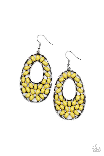 Beaded Shores - Yellow Paparazzi Earrings