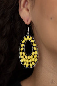 Beaded Shores - Yellow Paparazzi Earrings