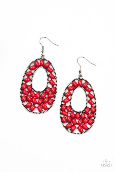 Beaded Shores - Red Paparazzi Earrings