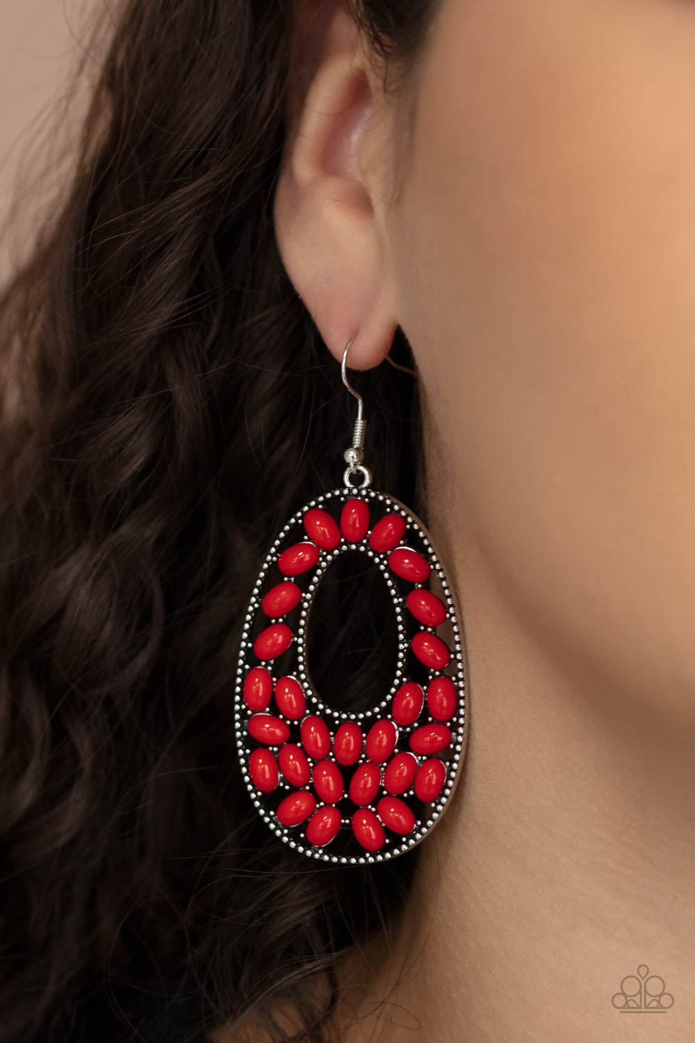 Beaded Shores - Red Paparazzi Earrings