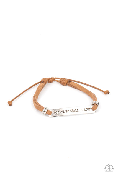 To Live, To Learn, To Love - Brown Paparazzi Inspirational Bracelet