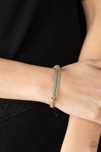 To Live, To Learn, To Love - Brown Paparazzi Inspirational Bracelet