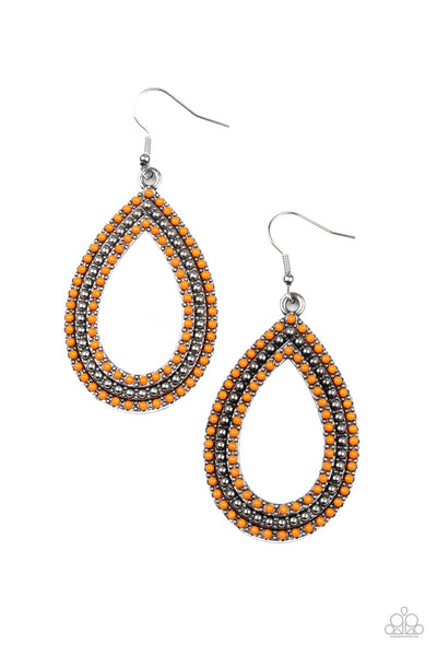 Tear Tracks - Orange Paparazzi Earrings