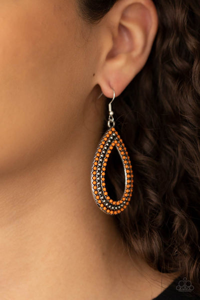 Tear Tracks - Orange Paparazzi Earrings