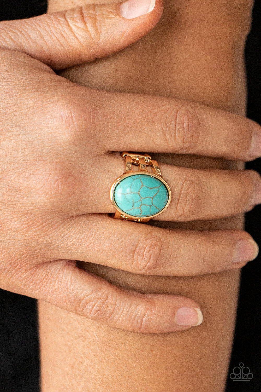 Divine Deserts - Gold and Turqoise Paparazzi Ring