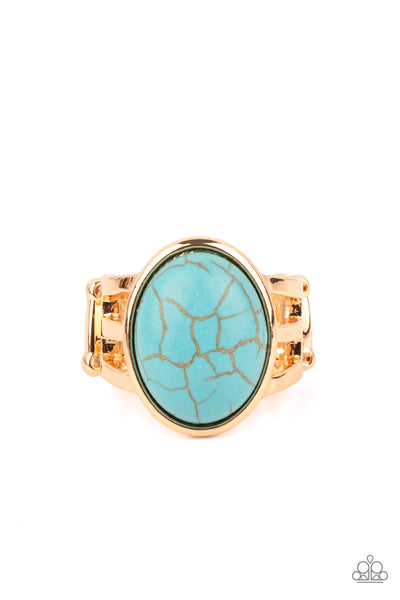 Divine Deserts - Gold and Turqoise Paparazzi Ring