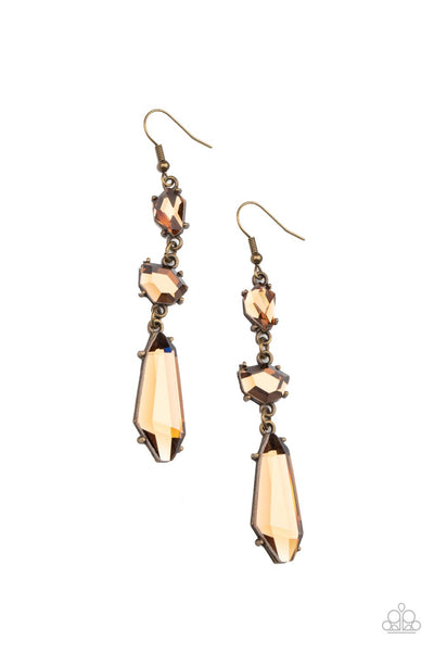 Sophisticated Smolder - Brass Paparazzi Earrings