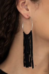 Flauntable Fringe - Black Paparazzi Tassel Earrings