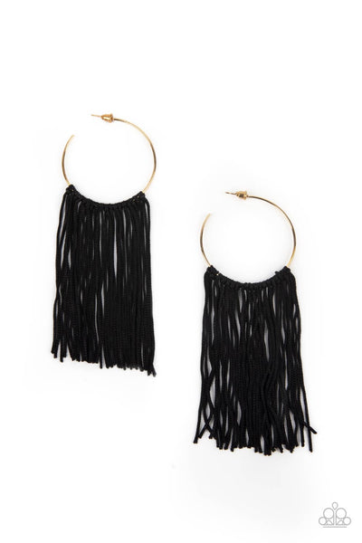 Flauntable Fringe - Gold Paparazzi Fringe Earrings