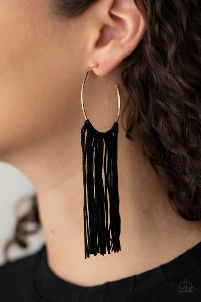 Flauntable Fringe - Gold Paparazzi Fringe Earrings