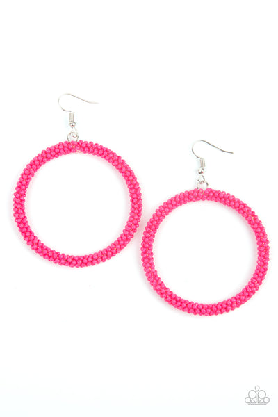 Beauty and the BEACH - Pink Paparazzi Earrings