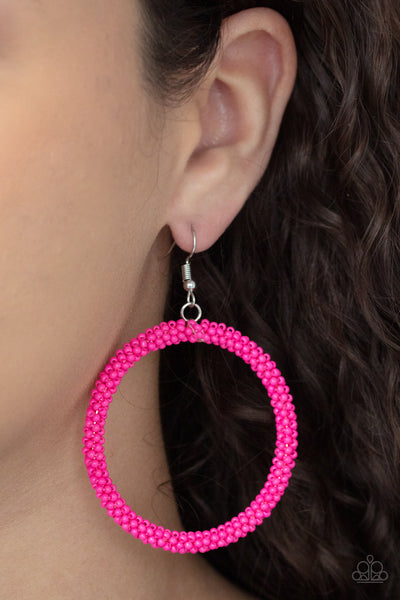 Beauty and the BEACH - Pink Paparazzi Earrings