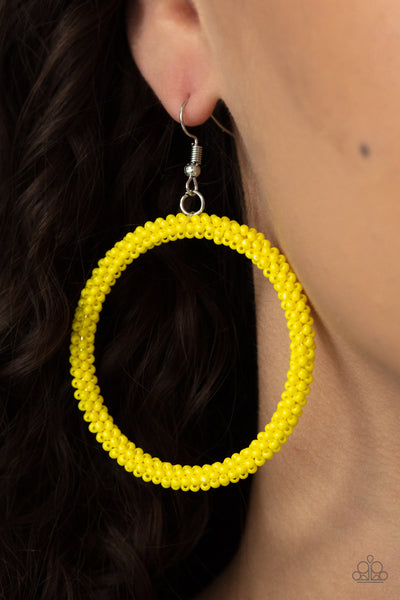Beauty and the BEACH - Yellow Paparazzi Earrings