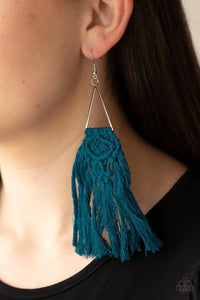 Modern Day Macrame - Blue Paparazzi Macrame Earrings - sofancyjewels