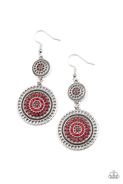 Bohemian Bedazzle - Red Paparazzi Earrings