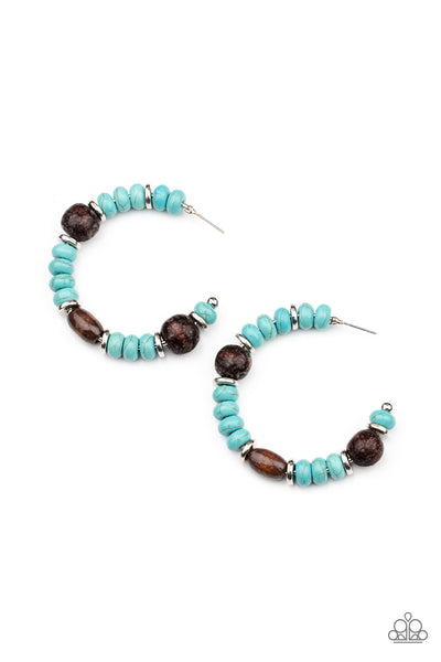 Definitely Down-To-Earth - Blue Paparazzi Hoop Earrings