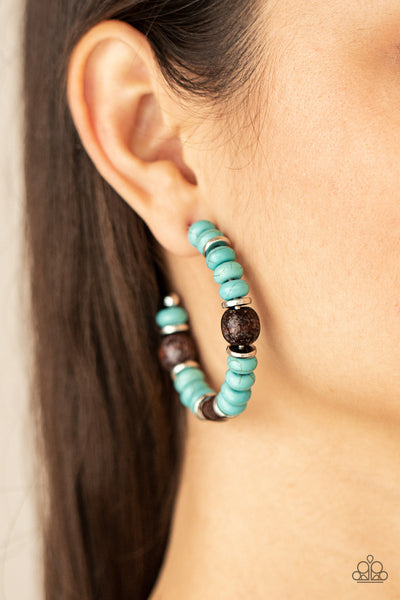 Definitely Down-To-Earth - Blue Paparazzi Hoop Earrings