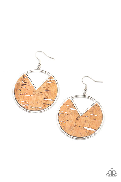 Nod to Nature - White Paparazzi Cork Earrings