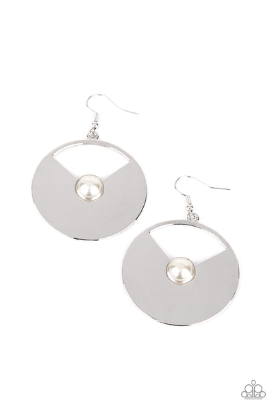 Record-Breaking Brilliance - White Pearl Paparazzi Earrings