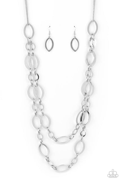 Silver  The OVAL-achiever - Silver Paparazzi Necklace