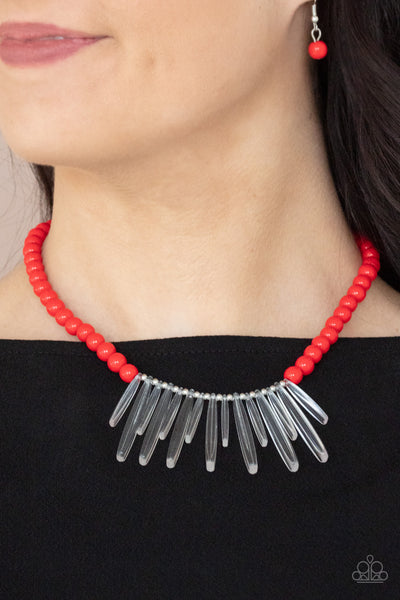 Icy Intimidation - Red Paparazzi Necklace