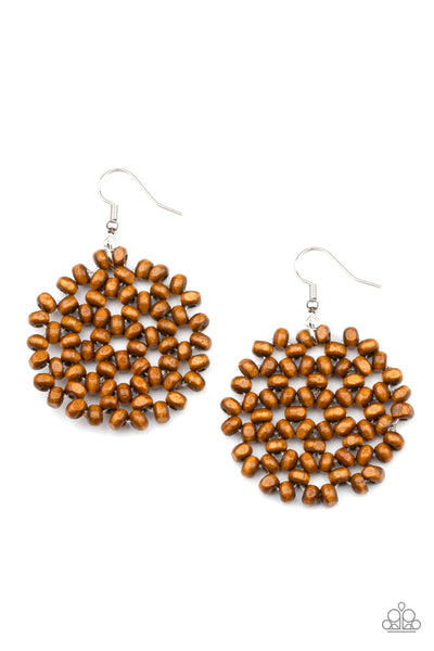 Summer Escapade - Brown Paparazzi Wood Earrings