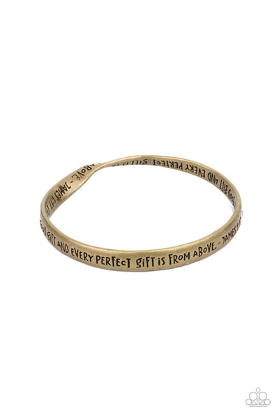 Perfect Present - Brass Paparazzi Bracelet-Inspirational Jewelry