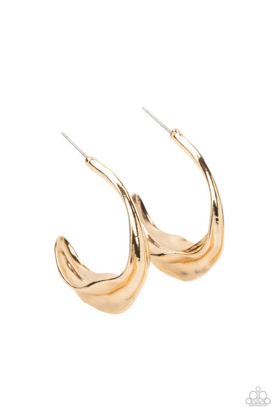 Modern Meltdown - Gold Paparazzi Hoop Earrings