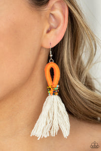 The Dustup - Orange Paparazzi Tassel Earrings