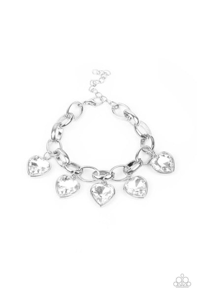 Candy Heart Charmer - White Paparazzi Heart Bracelet