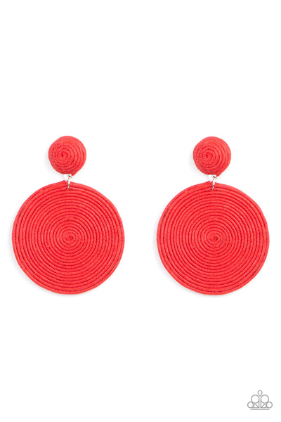 Circulate The Room - Red Paparazzi Earrings