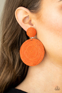 Circulate The Room - Orange Paparazzi Earrings