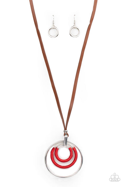 Hypnotic Happenings - Red and Brown  Paparazzi Necklace