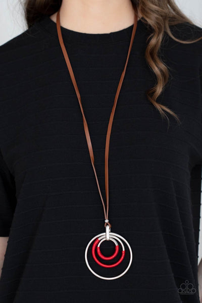 Hypnotic Happenings - Red and Brown  Paparazzi Necklace