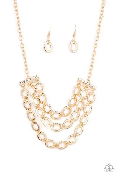 Repeat After Me - Gold Paparazzi Necklace