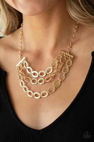 Repeat After Me - Gold Paparazzi Necklace