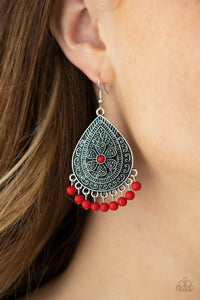 Blossoming Teardrops - Red Paparazzi Earrings