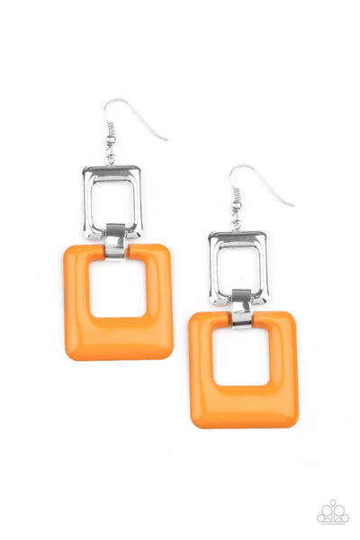 Twice As Nice - Orange Paparazzi Earrings