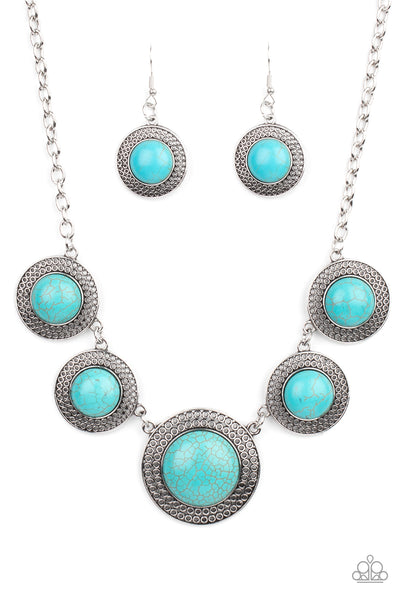 Circle The Wagons - Blue Paparazzi Necklace