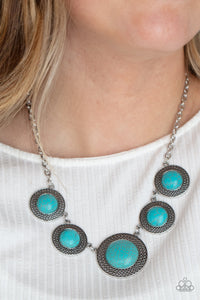 Circle The Wagons - Blue Paparazzi Necklace