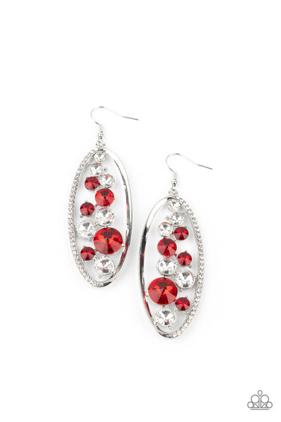 Rock Candy Bubbly - Red Paparazzi Earrings