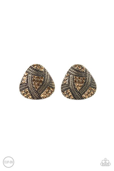 Gorgeously Galleria - Brass Paparazzi Earrings- Clip Ons