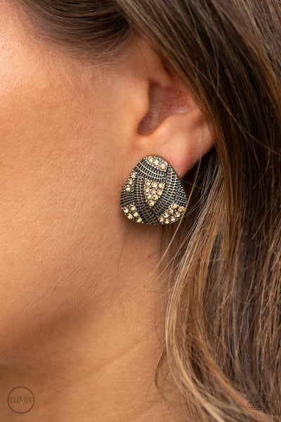 Gorgeously Galleria - Brass Paparazzi Earrings- Clip Ons