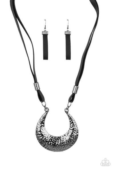 Majorly Moonstruck - Black Leather Paparazzi Necklace