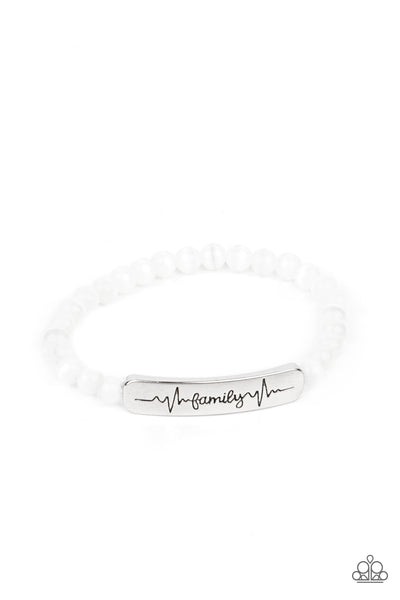 Family is Forever - White Paparazzi Bracelet