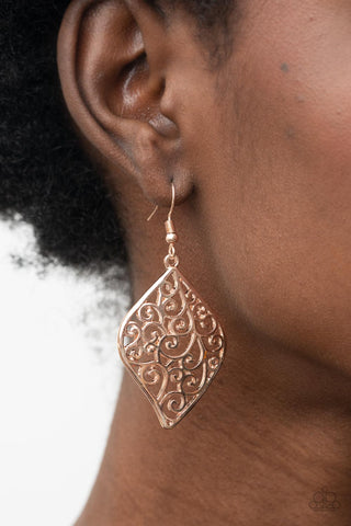Your Vine Or Mine - Rose Gold Paparazzi Earrings