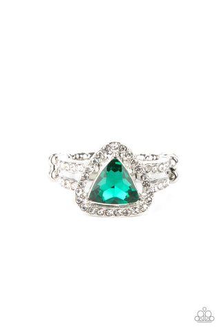 Elevated Engagement - Green Paparazzi Ring